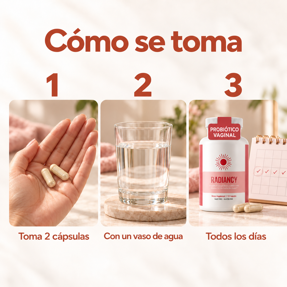 Radiancy: suplemento con cinco tipos de colágeno