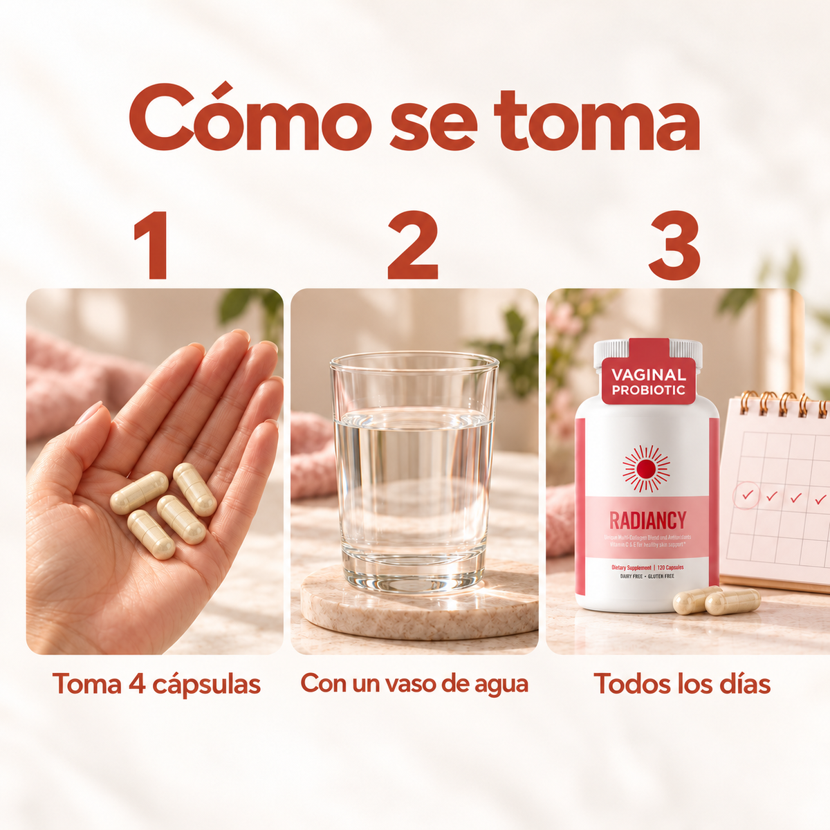 Radiancy: suplemento con cinco tipos de colágeno