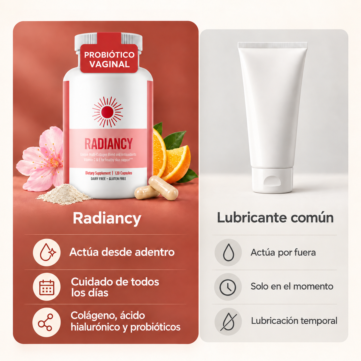 Radiancy: suplemento con cinco tipos de colágeno
